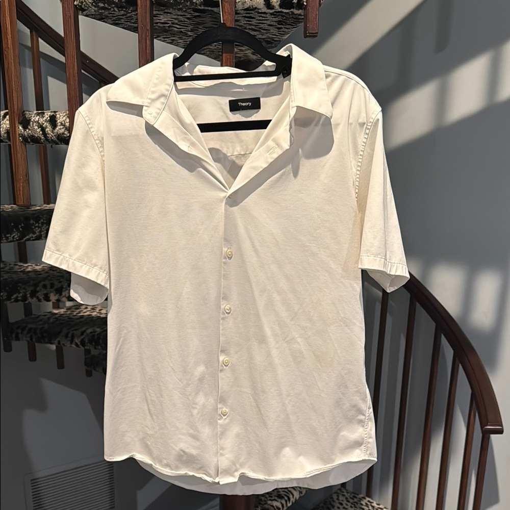 Theory short sleeve white dress shirt